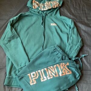 VS PINK Emerald Green Sweatsuit Set